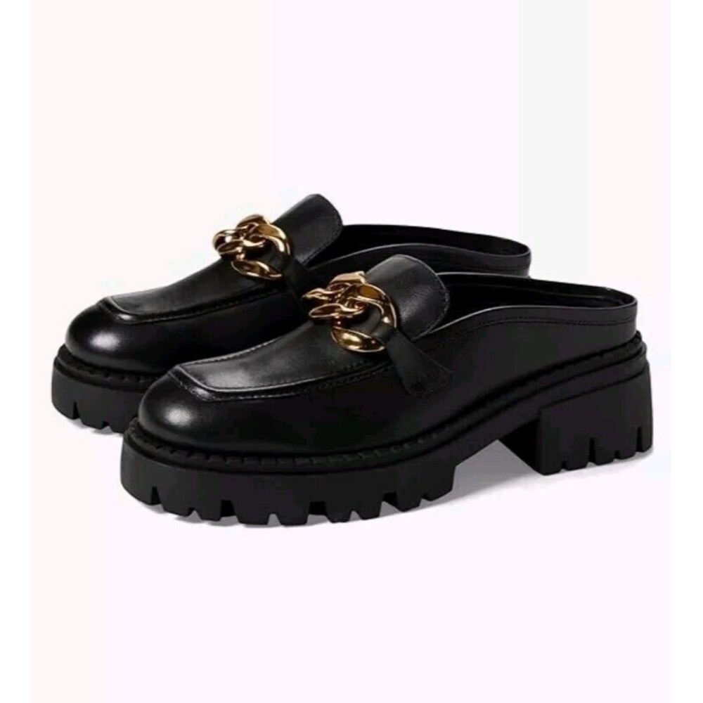 Free People Lyra Link Women's Black Loafer Platform Chunky Mules Size 39.5
